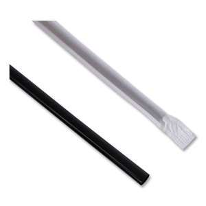 Boardwalk, Wrapped Jumbo Straws, 7.75", Polypropylene, Black