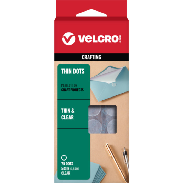Thin Clear Hook and Loop Dots, 5/8 in Dots, Clear, 75 Count