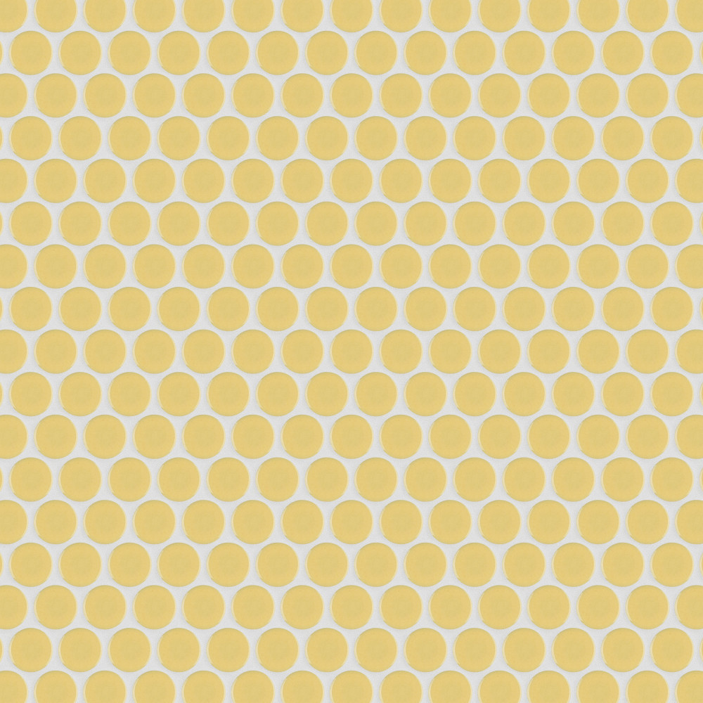 Sample – Hudson Penny Round Vintage Yellow Porcelain Mosaic Tile