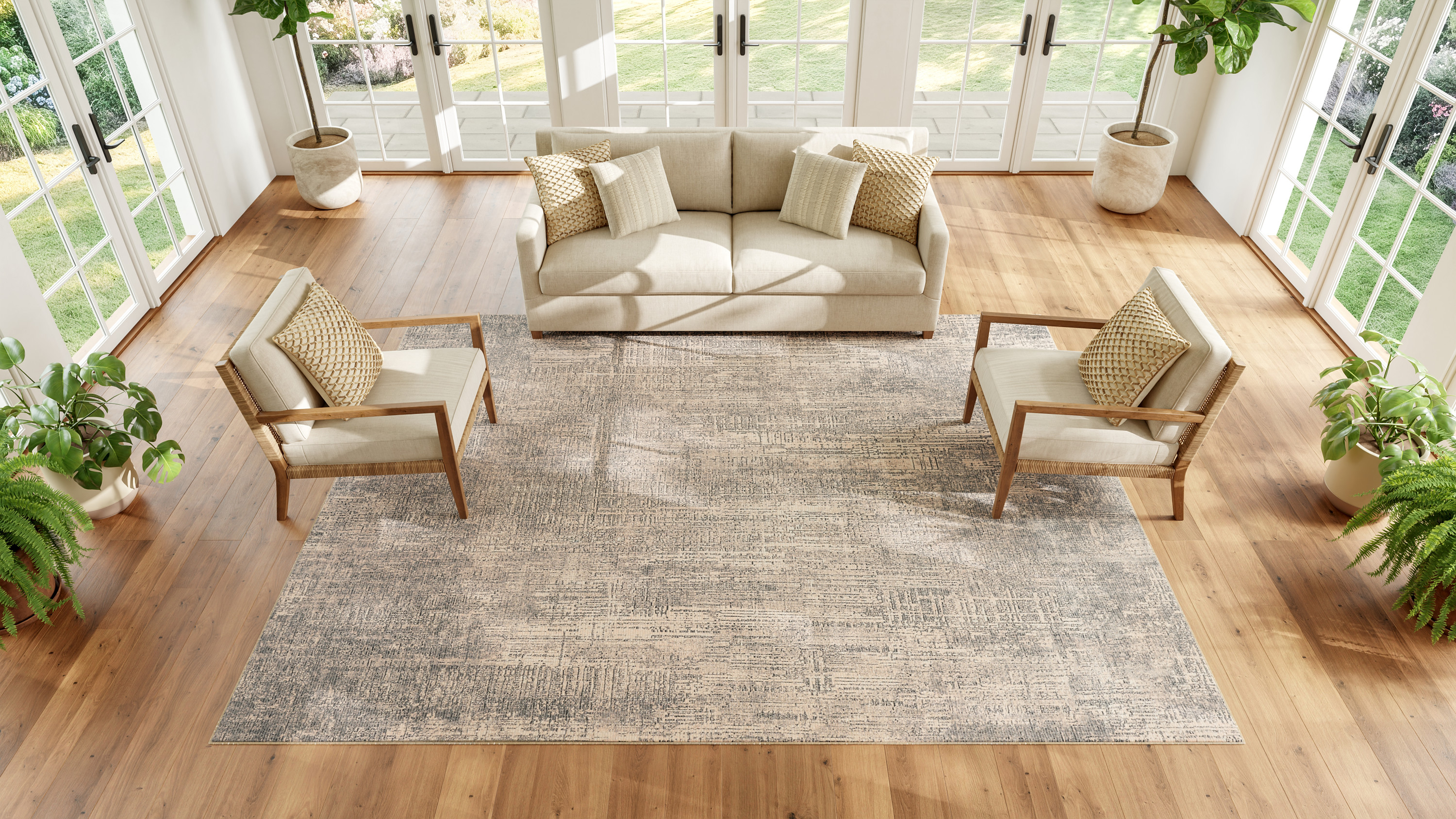 Nourison Botanical Washables 7'6" x 9'10" Taupe Modern Indoor Rug