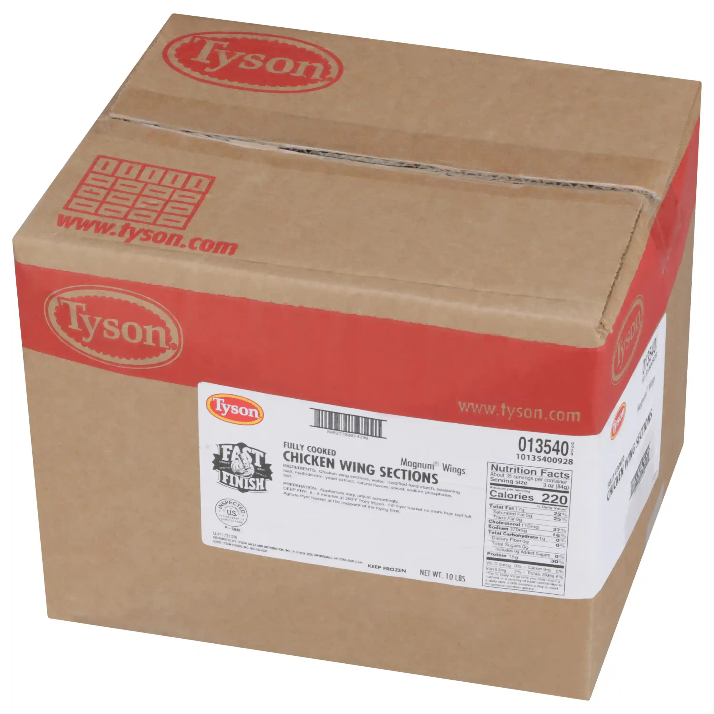 Tyson® Fast Finish® Fully Cooked Coated Bone-In Chicken Wing Sections, Jumbo_image_5