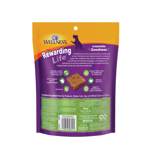 Wellness Rewarding Life Lamb & Salmon back packaging