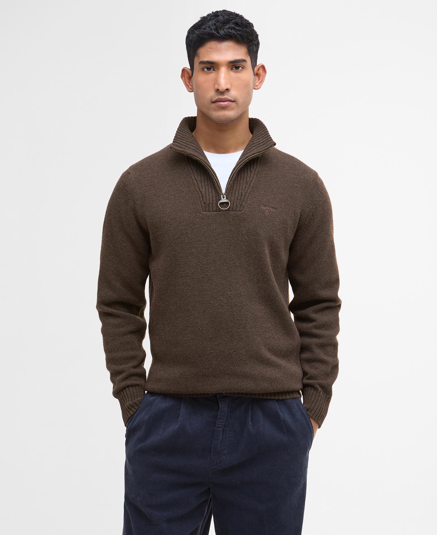 Maglione con mezza zip in lana d'agnello Essential image number 0