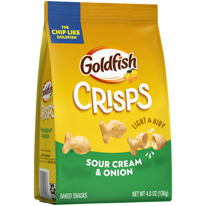 Goldfish® Sour Cream & Onion Baked Snacks, 4.8 oz, bag - Left Angle Image