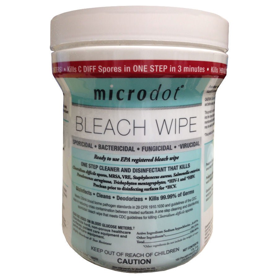 Microdot® Bleach Surface Disinfectant Wipes, Canister, 160 ct.