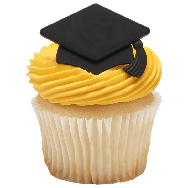 Black Grad Hat Cupcake Rings