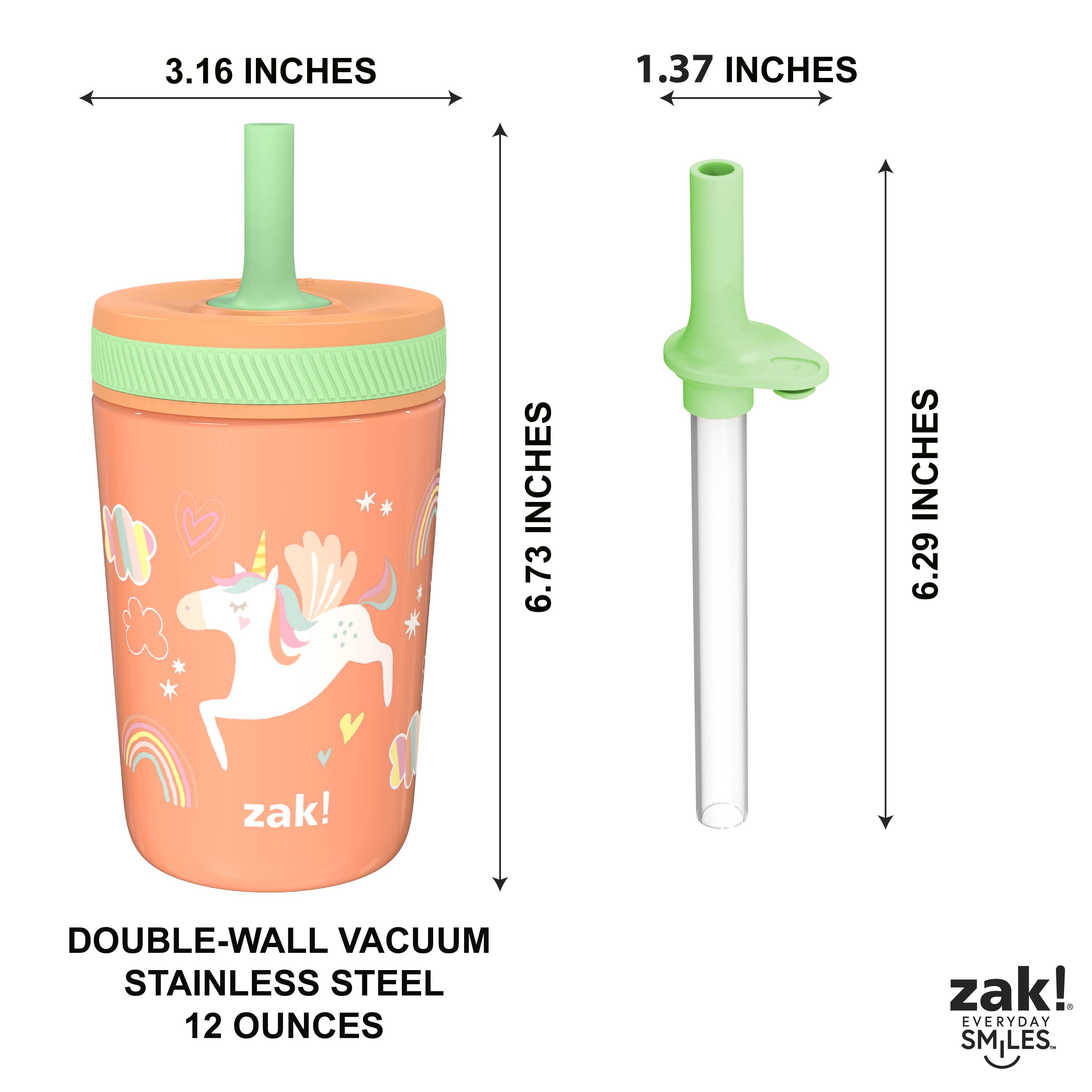 Zak Hydration 15  ounce Plastic Tumbler, Unicorns, 3-piece set slideshow image 5