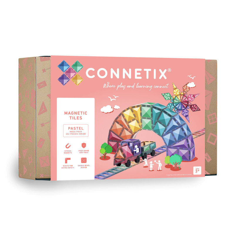 Magnetic Tiles Pastel Mega Pack, 202 Pieces