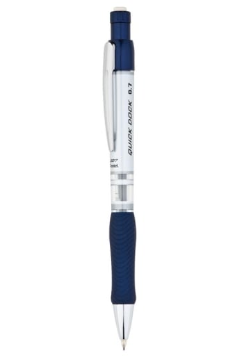 Pentel Quick Dock 0.7mm Automatic Pencil - Silver with Blue Accents
