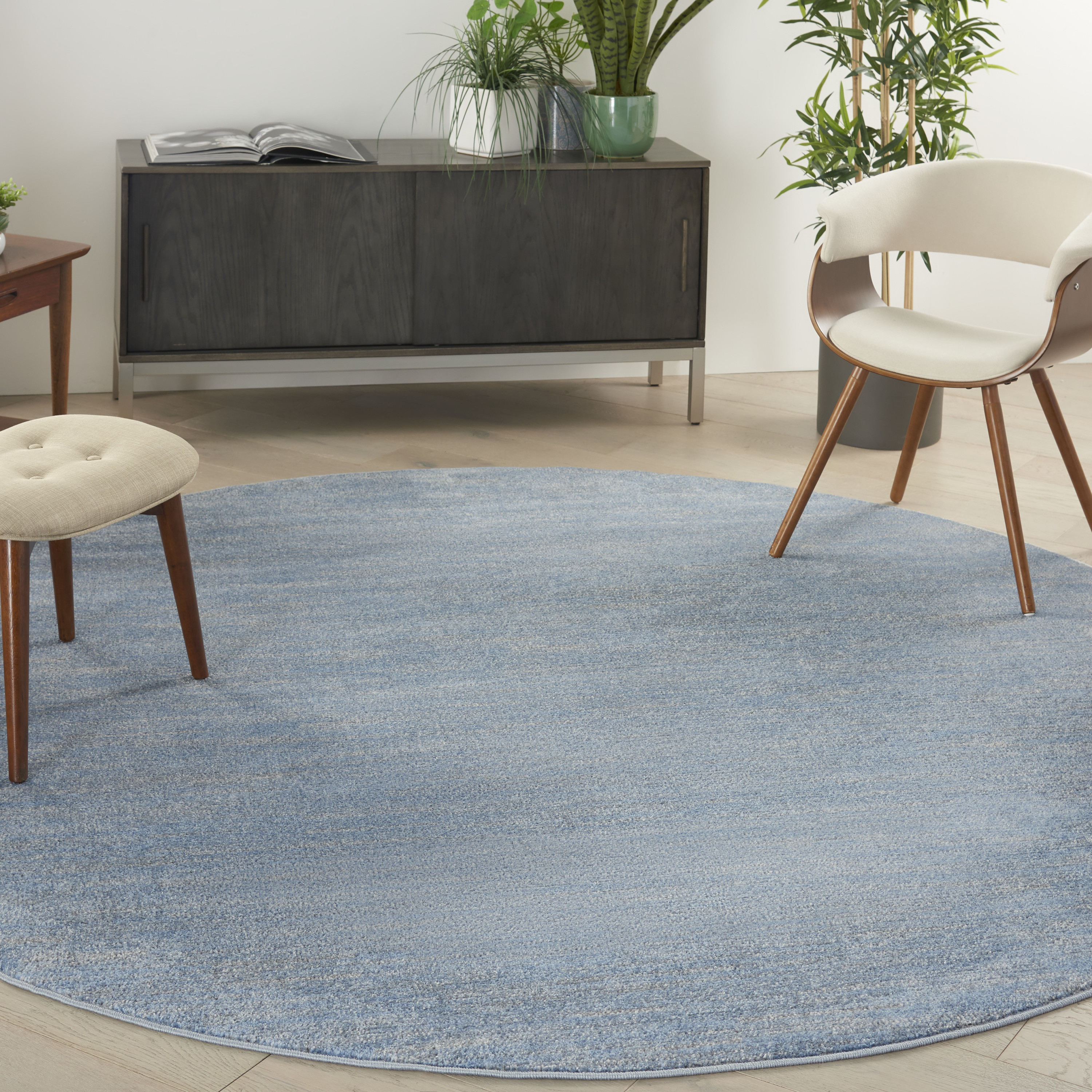 Nourison Nourison Essentials 8' x Round Blue Grey Outdoor Rug