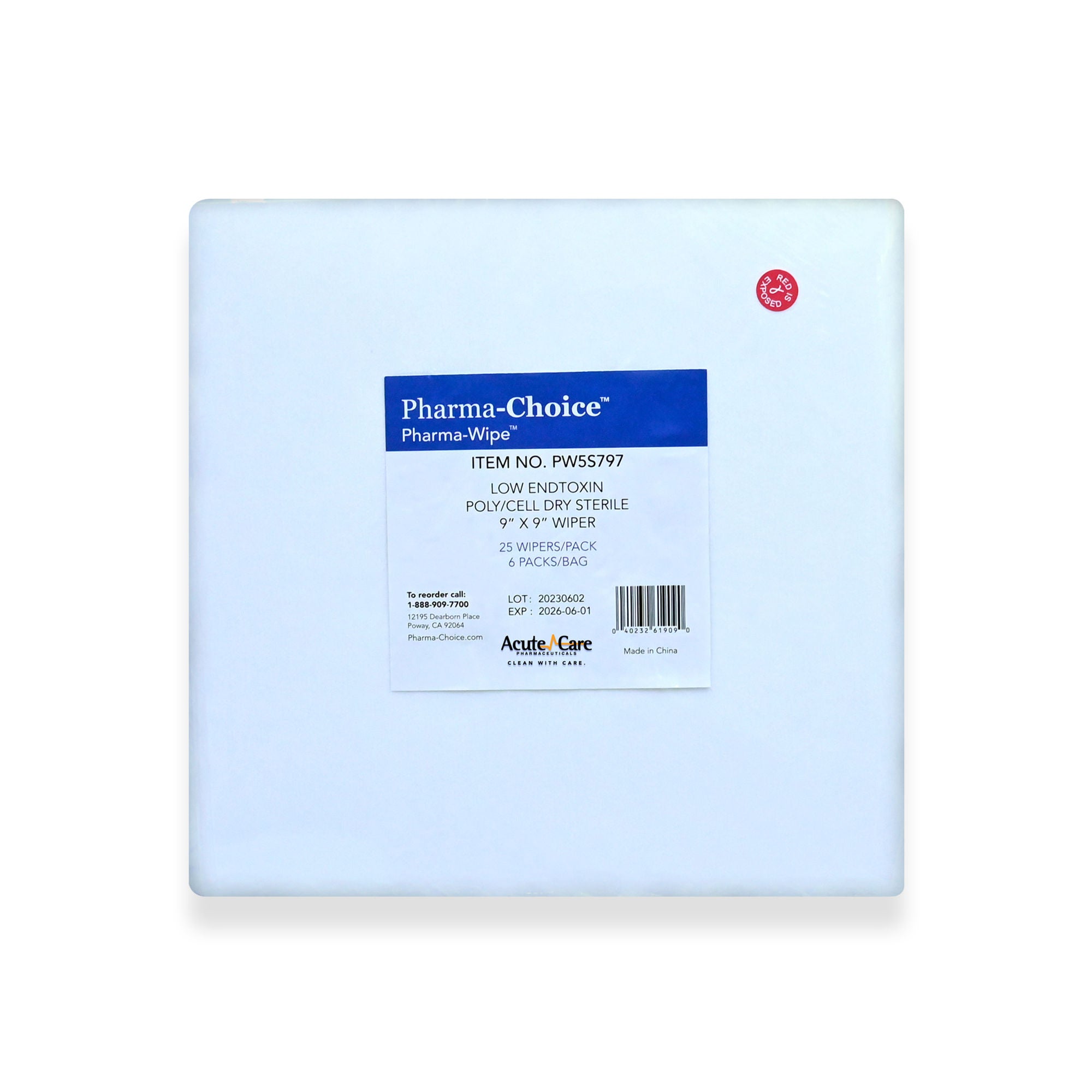 Cleanroom Wipe Pharma-Wipe™ 25 Count Bag 9 X 9 inch Sterile Disposable