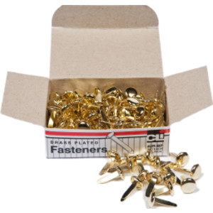Fasteners, Round Head, Brass Plated, 1/2 Inch Shank, 8 mm Head, 100/Pack