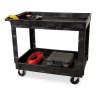 Rubbermaid Commercial, Heavy Duty, Flat Handle, Lipped Shelf, Medium, Utility Cart, Black