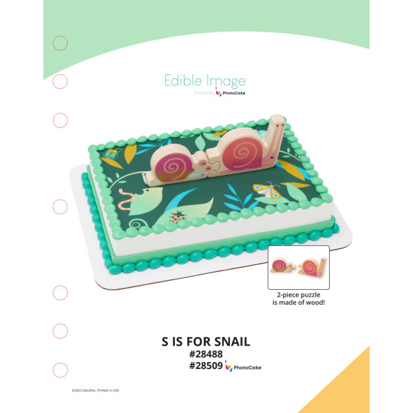 S is for Snail The Magic of Cakes® PhotoCake® Enhanced Background Page