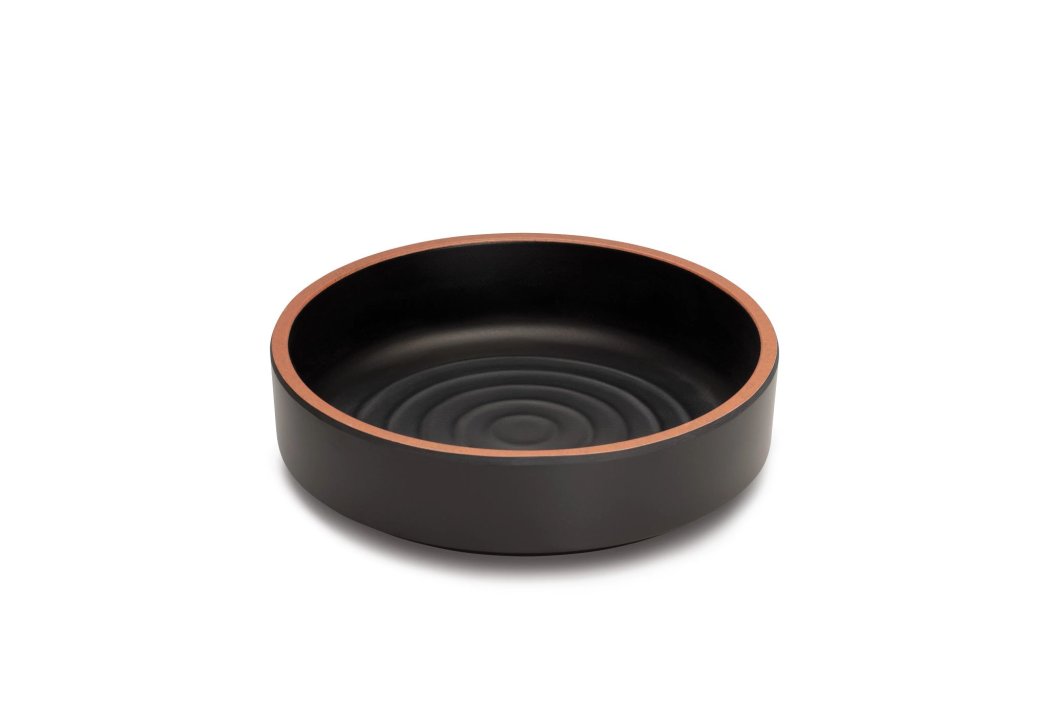 Plato de tapas Terracota 18 centímetros melamina en negro con borde rojo
