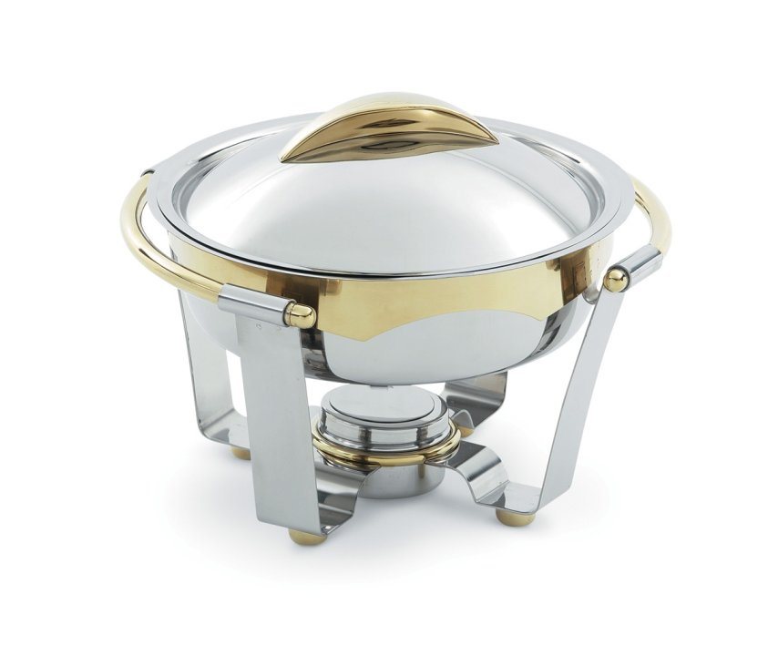 Large 6-quart Panacea™ round chafer with gold trim