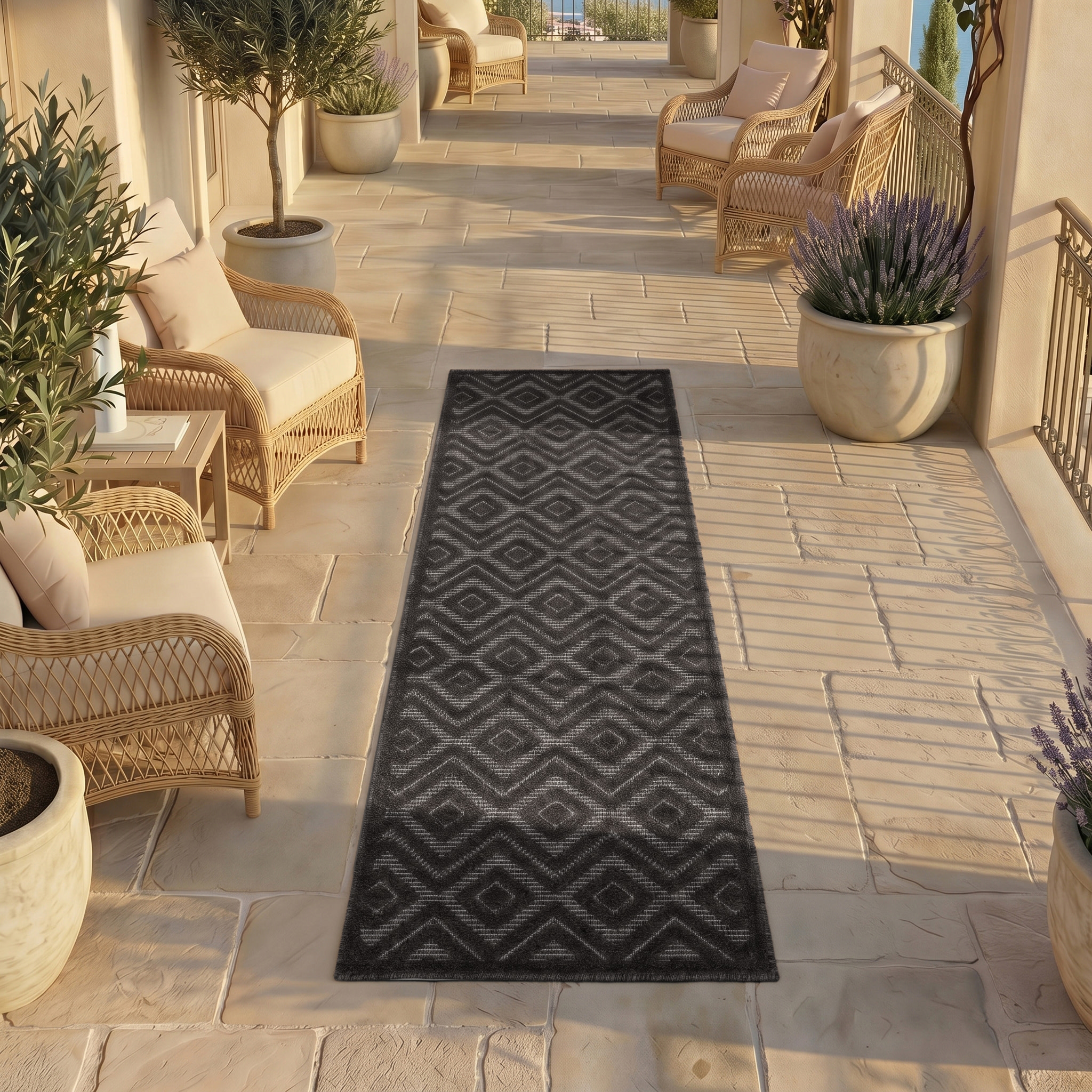 Nourison Versatile 2' x 6' Charcoal Black Modern Rug