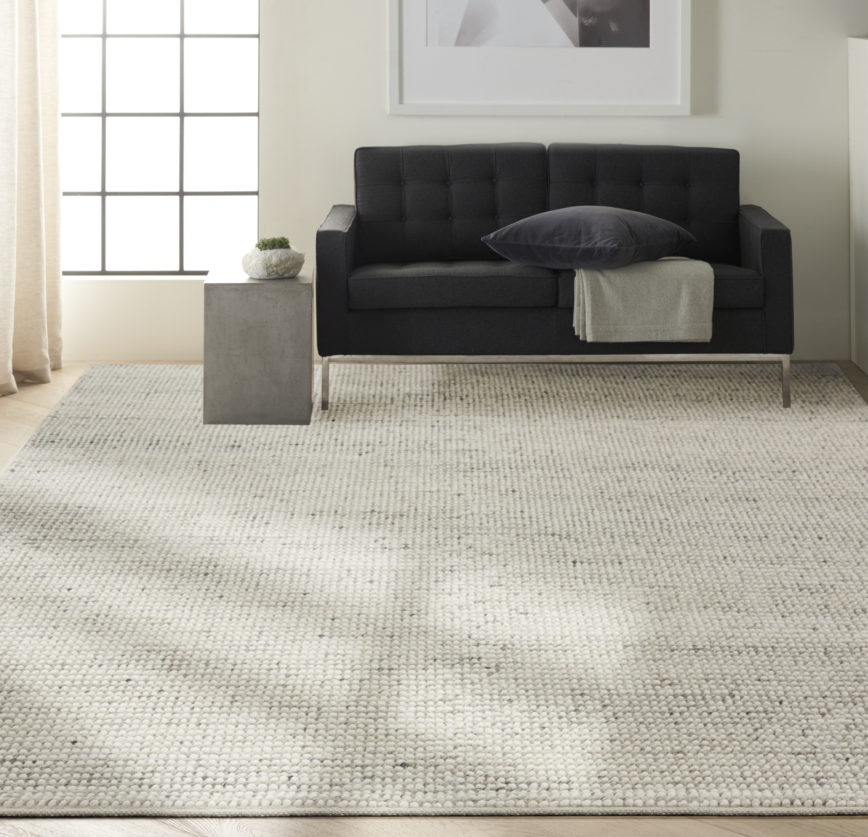 Calvin Klein Textured Dots 7'9" x 9'9" Silver Beach Indoor Rug