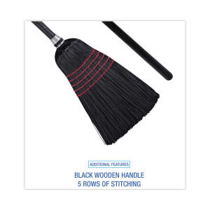 Boardwalk, 10in, Flagged Tip Janitor Brooms, 58.5in Overall Length, Polypropylene Bristles, Black