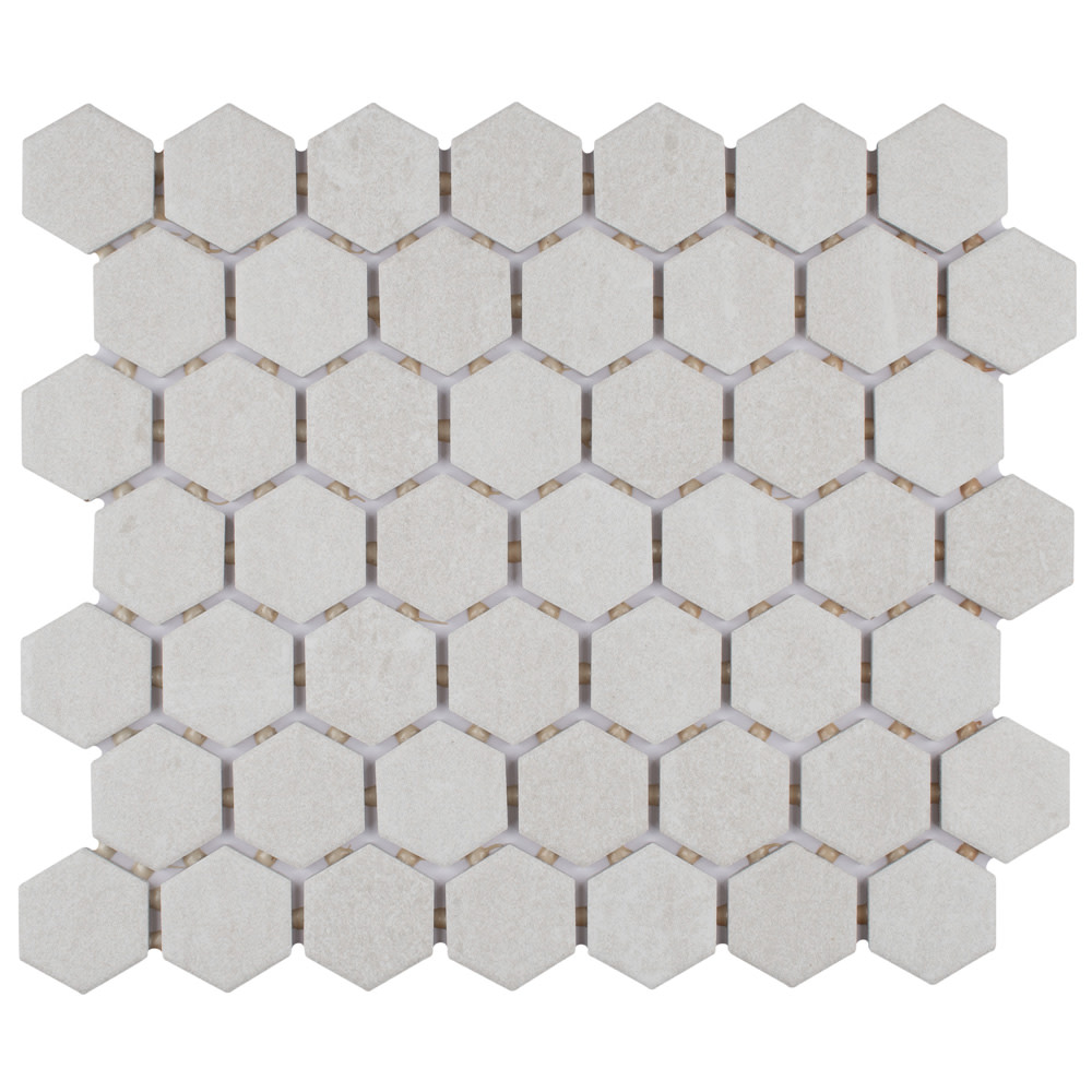 Sample – Liverpool Hex White Ceramic Mosaic Tile