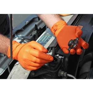 Hospeco, Catch, General Purpose Gloves, Nitrile, 9, Powder Free, XXL, Orange