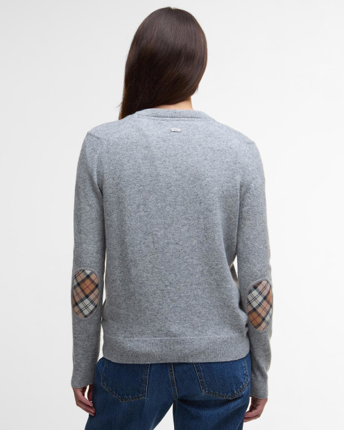 Pendle Cardigan Grey Marl/Hessian Tartan