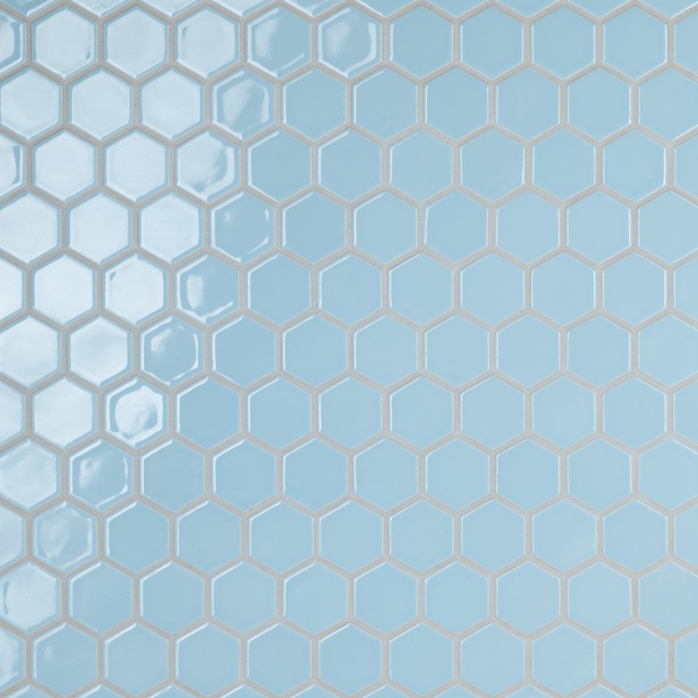 Hudson Due 2″ Hex Cashmere Blue 10-7/8 in. x 12-5/8 in. Porcelain Mosaic Tile