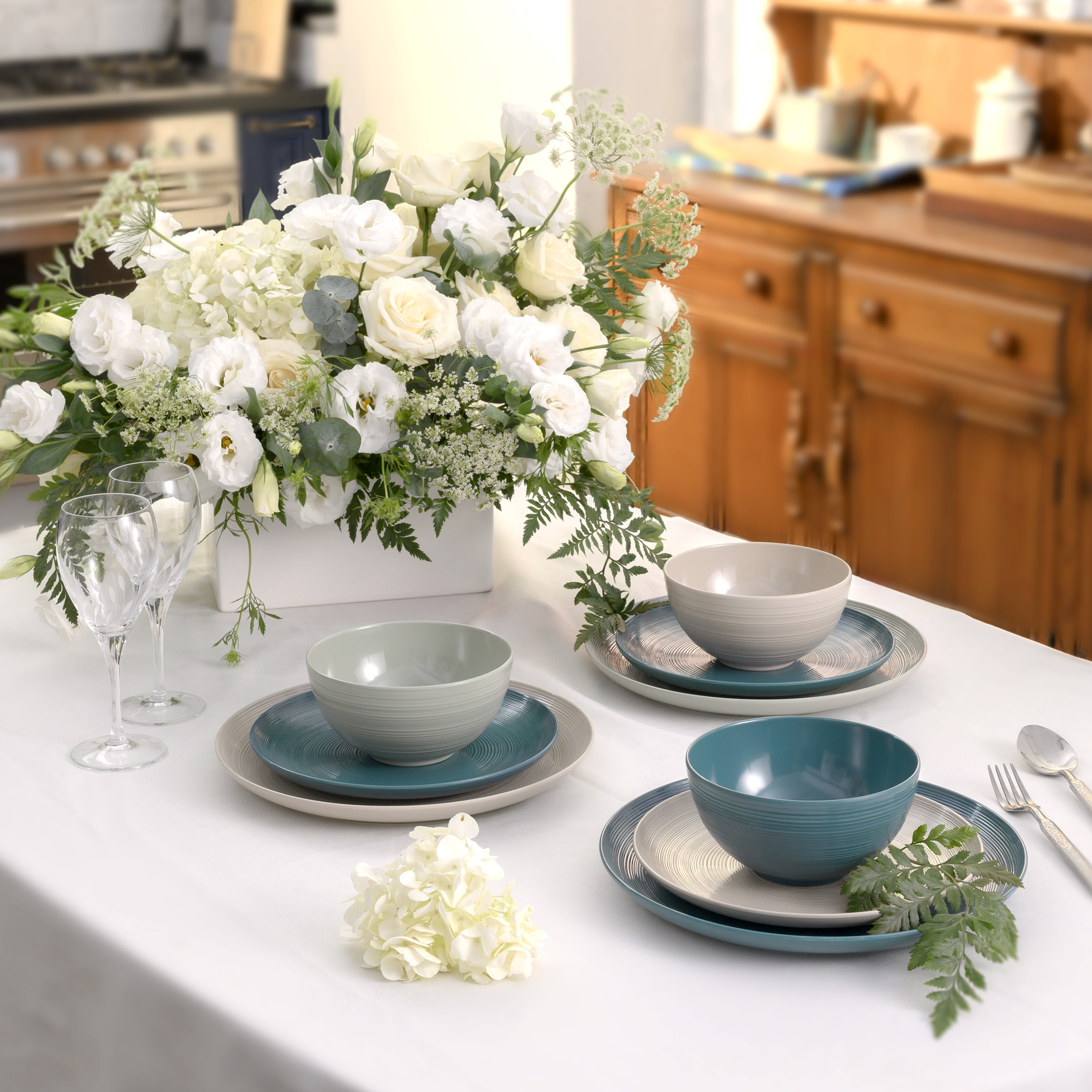 American Conventional Plate & Bowl Sets, Sage, 12-piece set slideshow image 9 American Conventional Plate & Bowl Sets, Sage, 12-piece set slideshow image 9