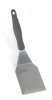 Heavy-duty stainless steel hamburger turner with beveled edges and nylon Ergo Grip™ handle in black