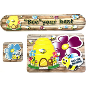 The Original Fun Mat&reg; Computer Desk Mats, Set of 3, (1) Mouse Pad, (1) Keyboard Wrist Pad, (1) Coaster, Bee Your Best, Bee Themed Positive