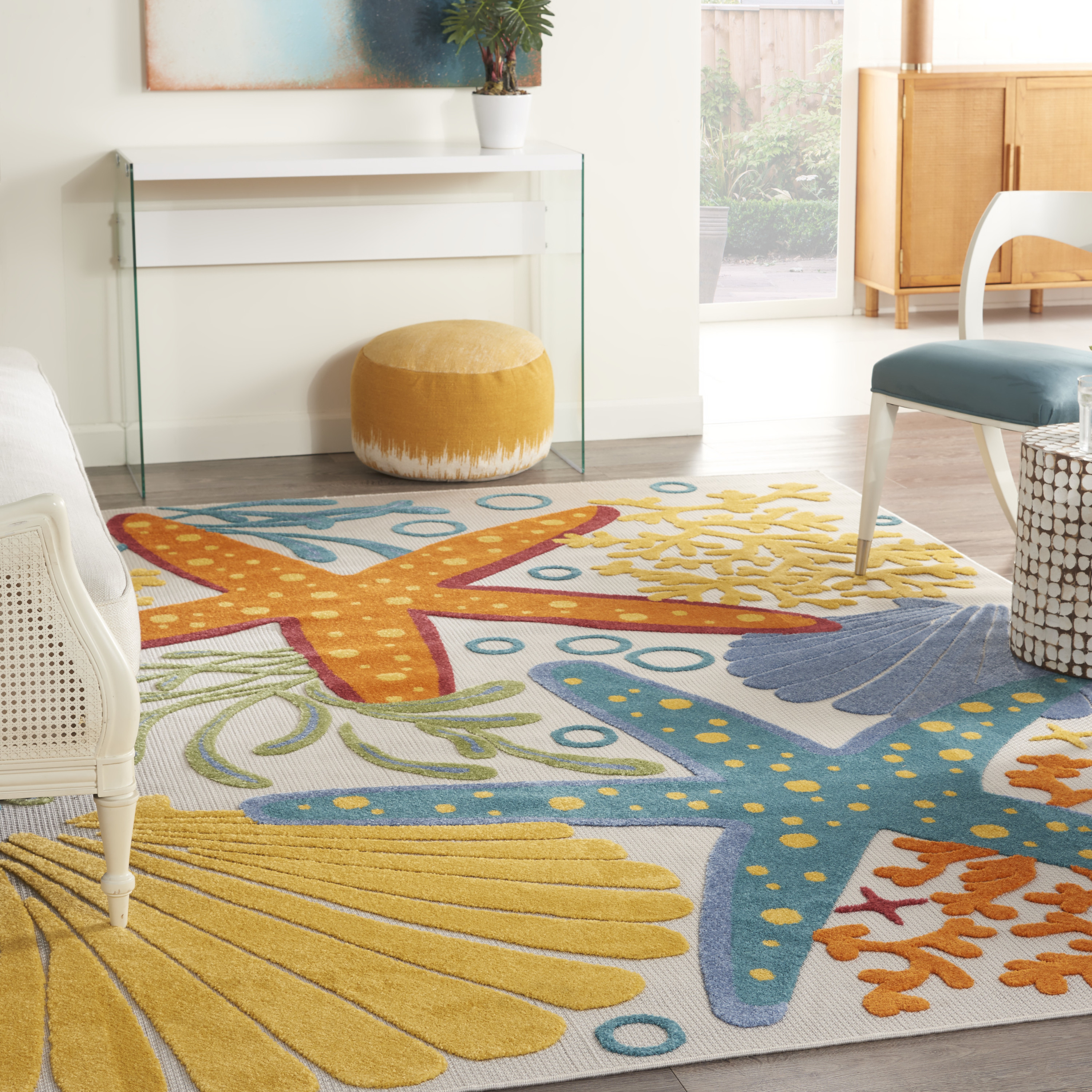 Nourison Aloha 7' x 10' Multicolor Coastal, Nautical & Beach Rug