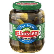 Claussen Half Sour New York Deli-Style Pickle Wholes, 32 fl oz Jar
