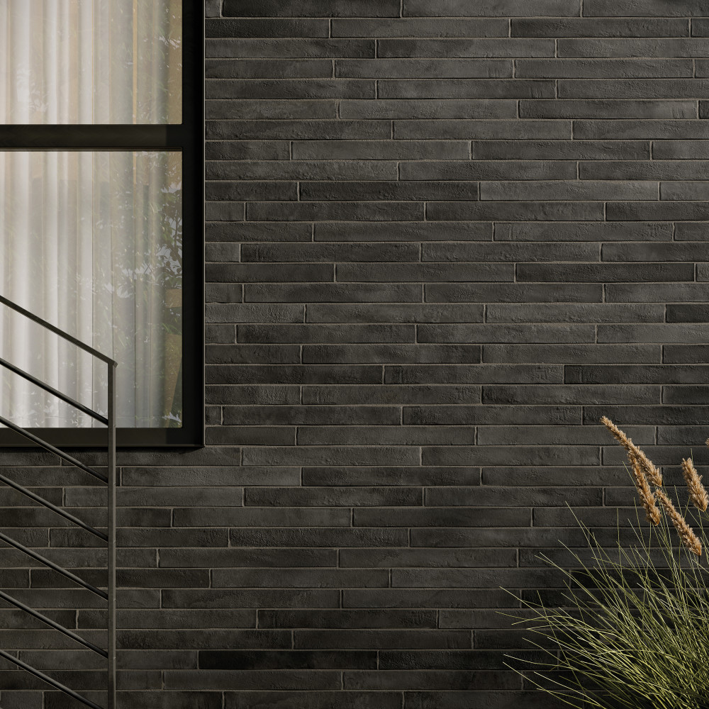 Sedona Charcoal 1-7/8 in. x 17-3/4 in. Porcelain Floor and Wall Tile