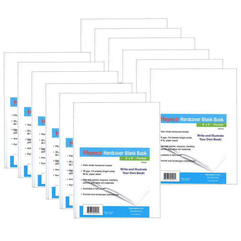 Hardcover Blank Book, Portrait 6" x 8", Pack of 12