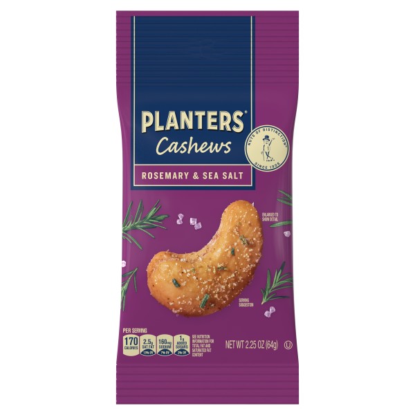 PLANTERS(r) Cashews Rosemary Sea Salt, 6-10/2.25oz . A1N1 - Front No Plunge In Package (Low Res)