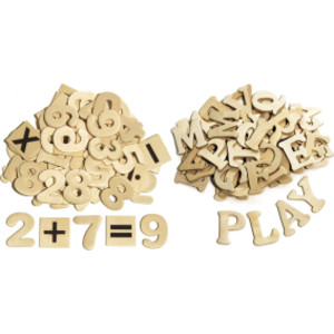 Letters and Numbers, Natural Wood, 1.5", 200 Pieces