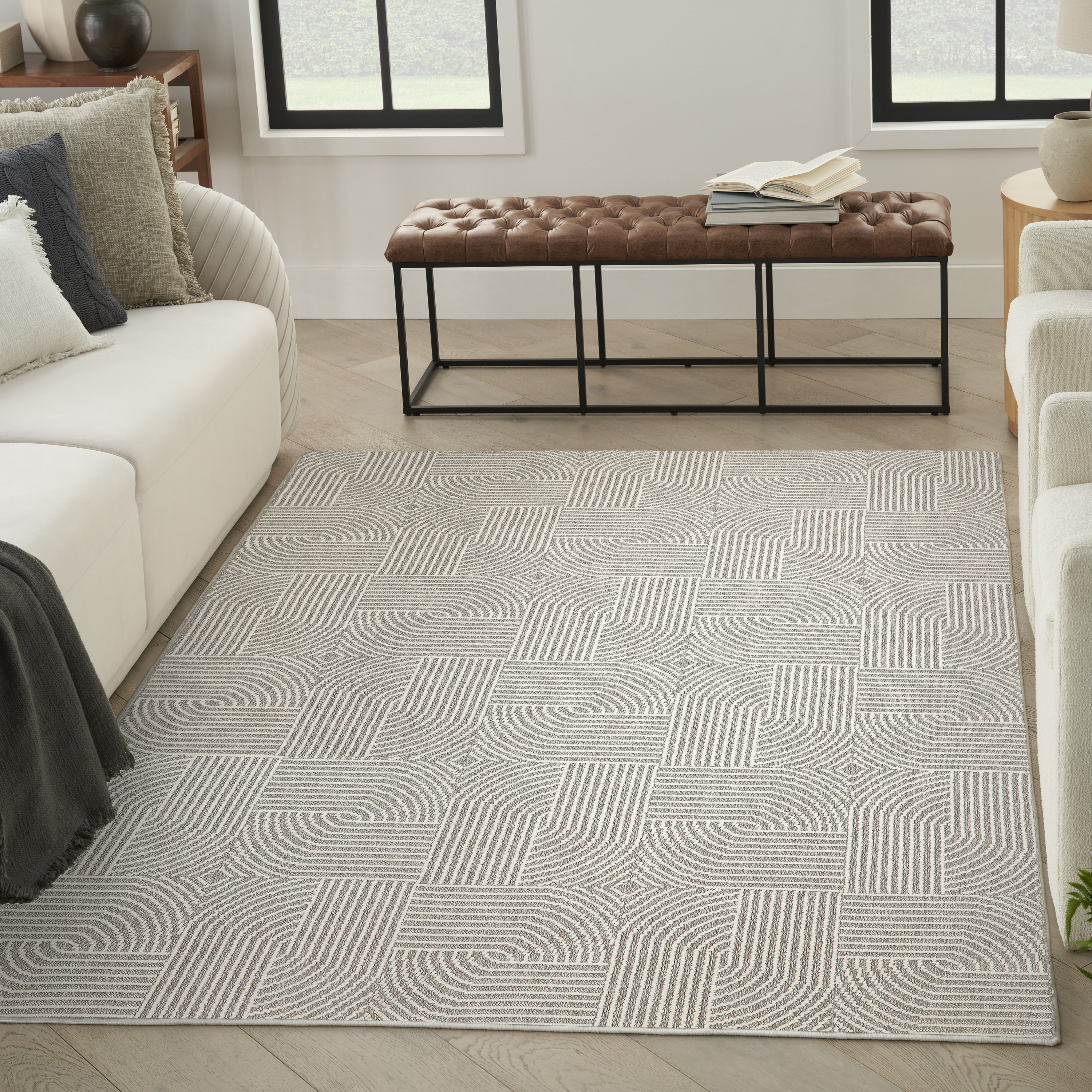 Nourison Natural Texture 7'10" x 9'10" Grey Ivory Modern Indoor Rug
