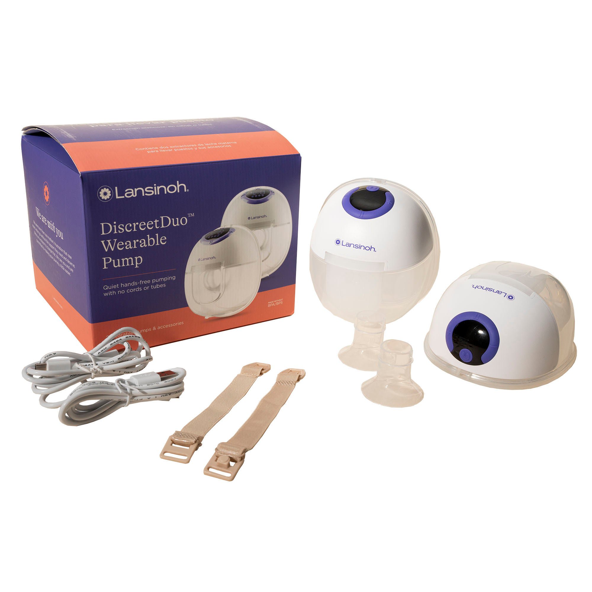 Lansinoh® DiscreetDuo™ Wearable Breast Pump for Quiet Hands-Free Pumping