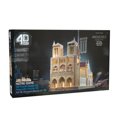 4D Build, Architect Series Notre Dame 3D Model Kit with LED Lights, Desk Décor, Adult Puzzles, Building Toys, 3D Puzzles for Adults & Teens, 317 Pieces, for Ages 12 & Up