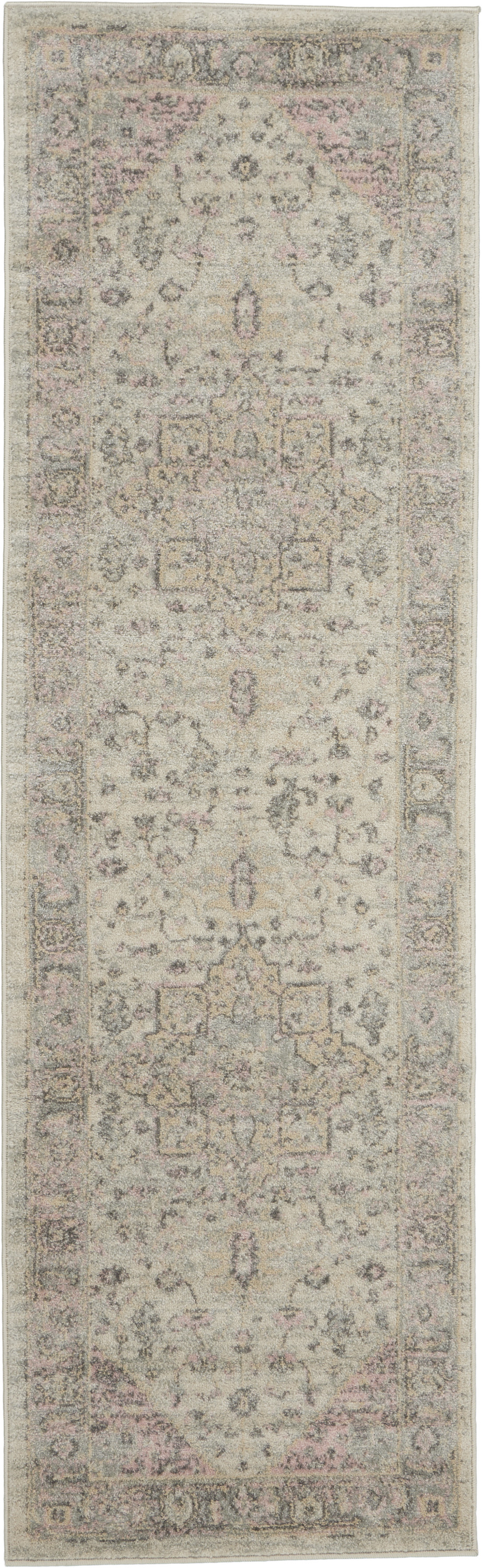 Nourison Tranquil 2'3" x 7'3" Ivory Pink Vintage Indoor Rug