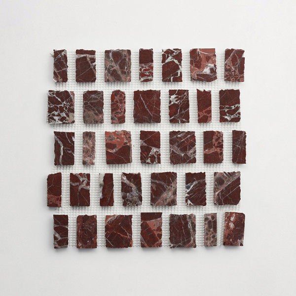 lapidary | rough cut mosaic sheet | rosso italiano (large joint) 