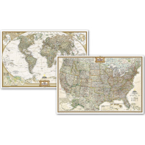 World and United States Executive, Poster Size, Map Pack Bundle, 36" x 24"