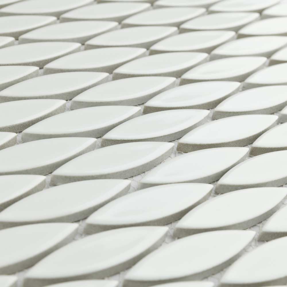 Pescado Glossy Blanco 12 in. x 12-1/2 in. Porcelain Mosaic Tile