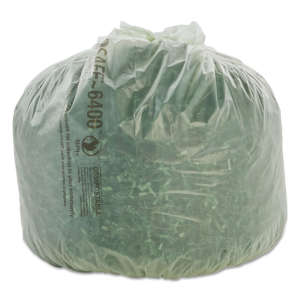 Envision, EcoSafe-6400 LLDPE Compostable Liner, 13 gal Capacity, 24 in Wide, 30 in High, 0.85 Mils Thick, Green