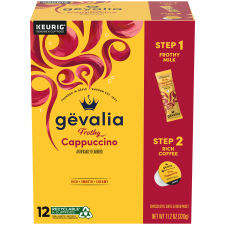 Gevalia Frothy 2-Step Cappuccino Espresso Coffee K-Cup Pods & Froth Packets, 12 ct Box