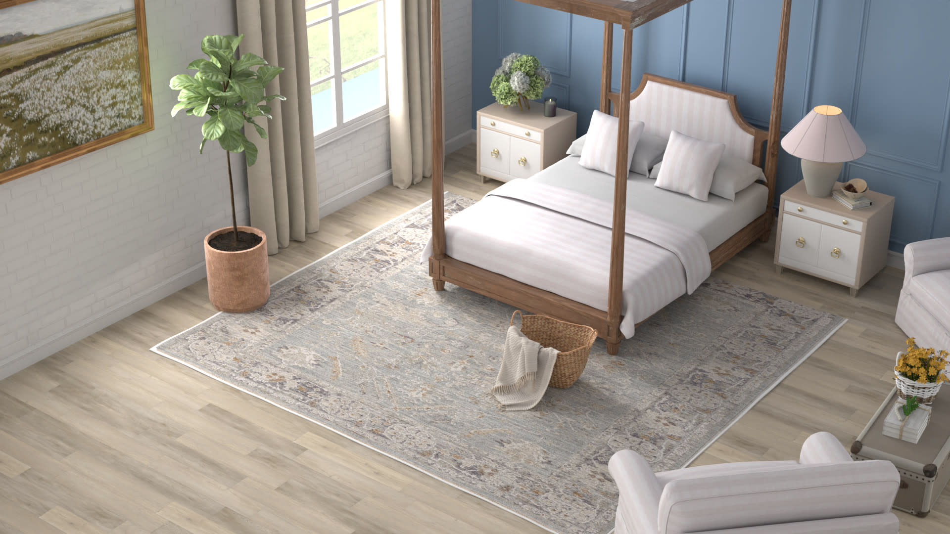 Nourison Infinite 7'10" x 10'4" Blue Ivory Vintage Indoor Rug