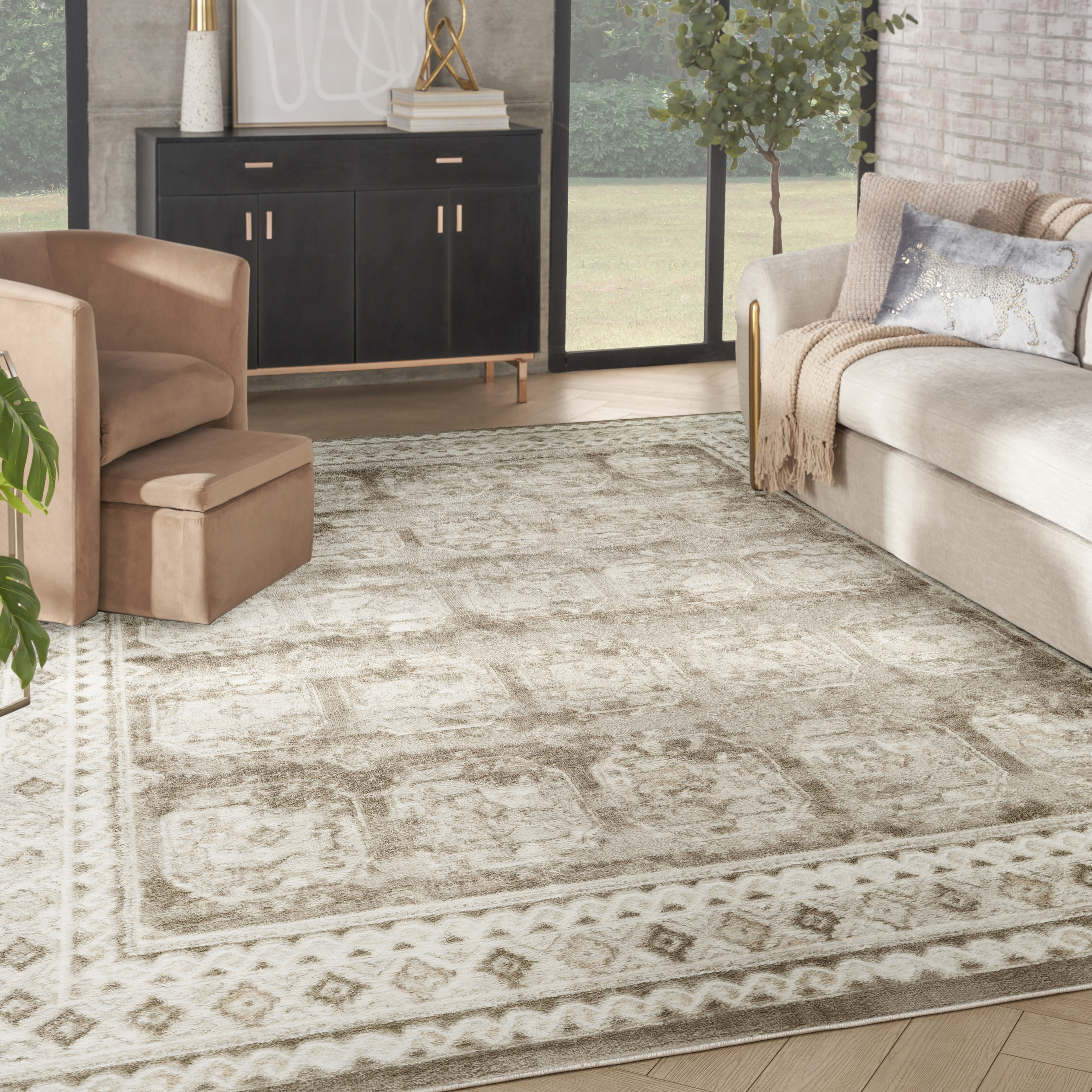 Nourison Dekor 7'10" x 9'10" Ivory Taupe Vintage Indoor Rug