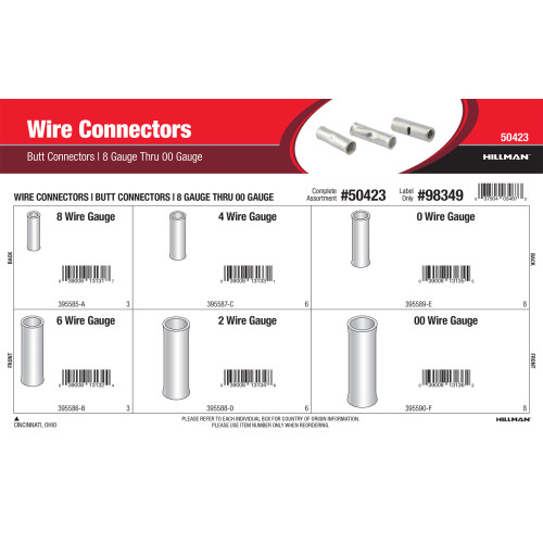 Wire Connectors Assortment (8 Gauge thru 00 Gauge Non-Insulated Butt Connectors)