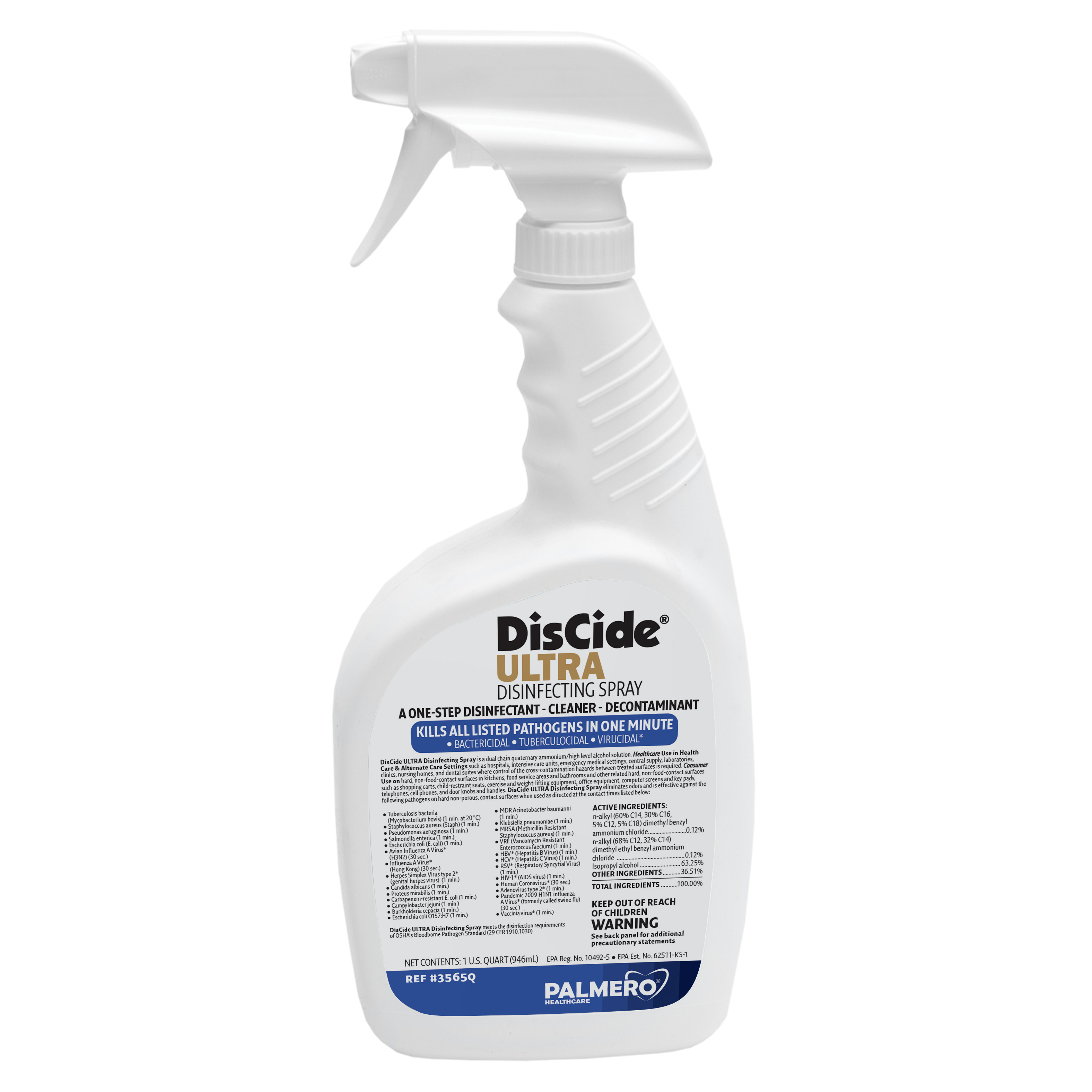 DisCide® Ultra Disinfectant Quart Sprayer - 12 quarts and 3 Trigger Sprayers/Case