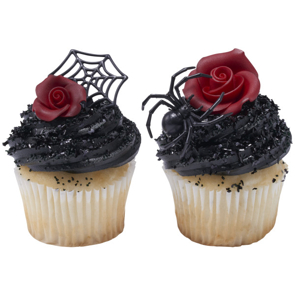 Ghoulish Spider and Web Cupcake Rings